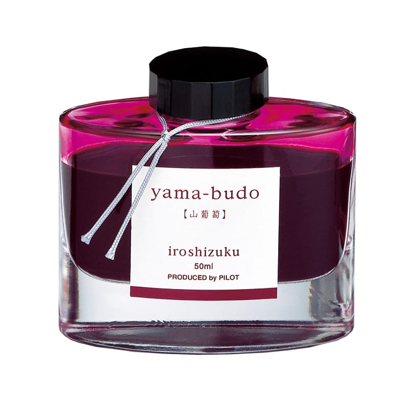 Pilot Iroshizuku 50ml Ink Bottle Fountain Pen Ink - Yama-budo (Purple Magenta) — bottle at angle