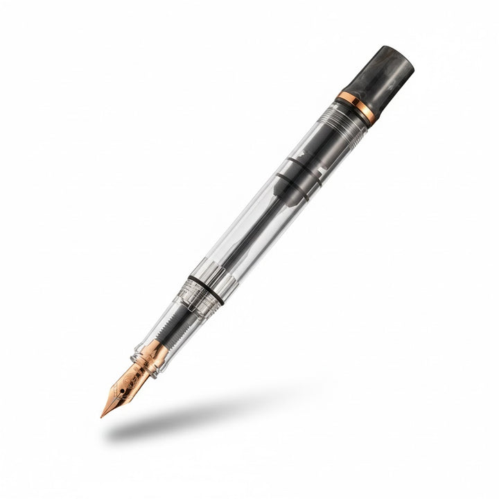 TWSBI ECO Black Marble with Bronze fountain pen, marbled black barrel with bronze accents