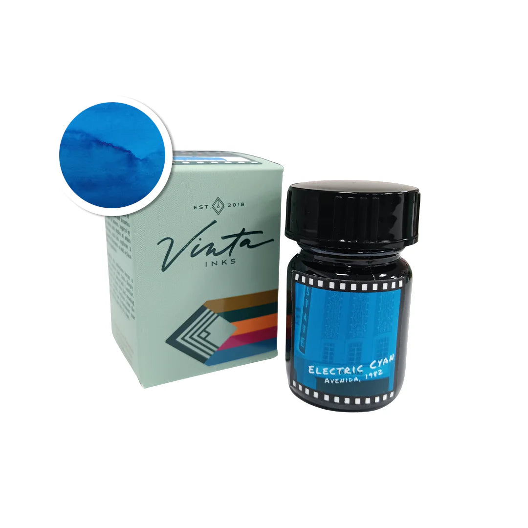 Vinta Inks 15ml Electric Cyan (Avenida 1982) — bottle front
