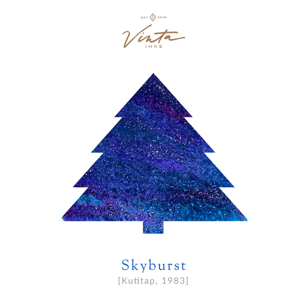Vinta Inks Holiday Collection 2025 30ml Bottled Ink - Skyburst (Kutitap 1983) — bottle at angle