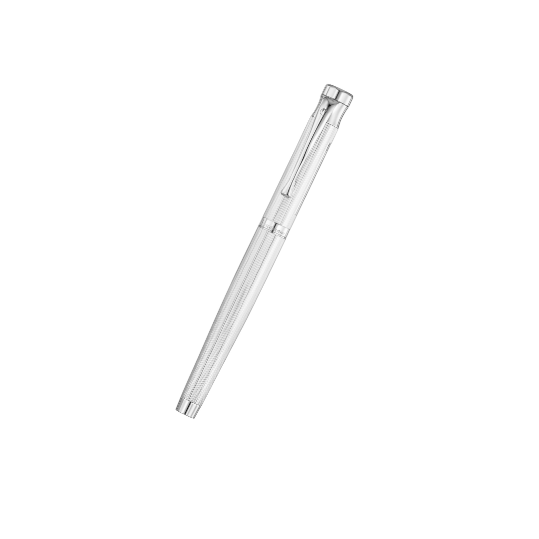 Waldmann Tango Grain Fountain Pen - Silver Medium Steel Nib — capped