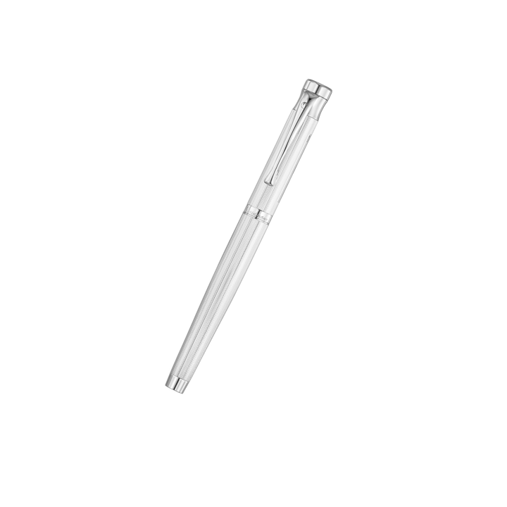Waldmann Tango Grain Fountain Pen - Silver Medium Steel Nib — capped