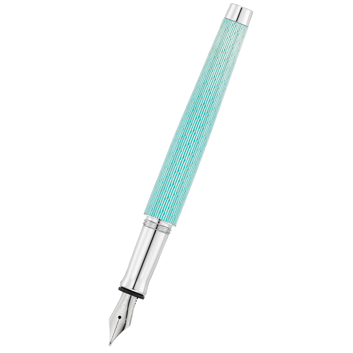 Waldmann Tango Imagination Fountain Pen - Aquamarine Medium Steel Nib — uncapped with cap posted