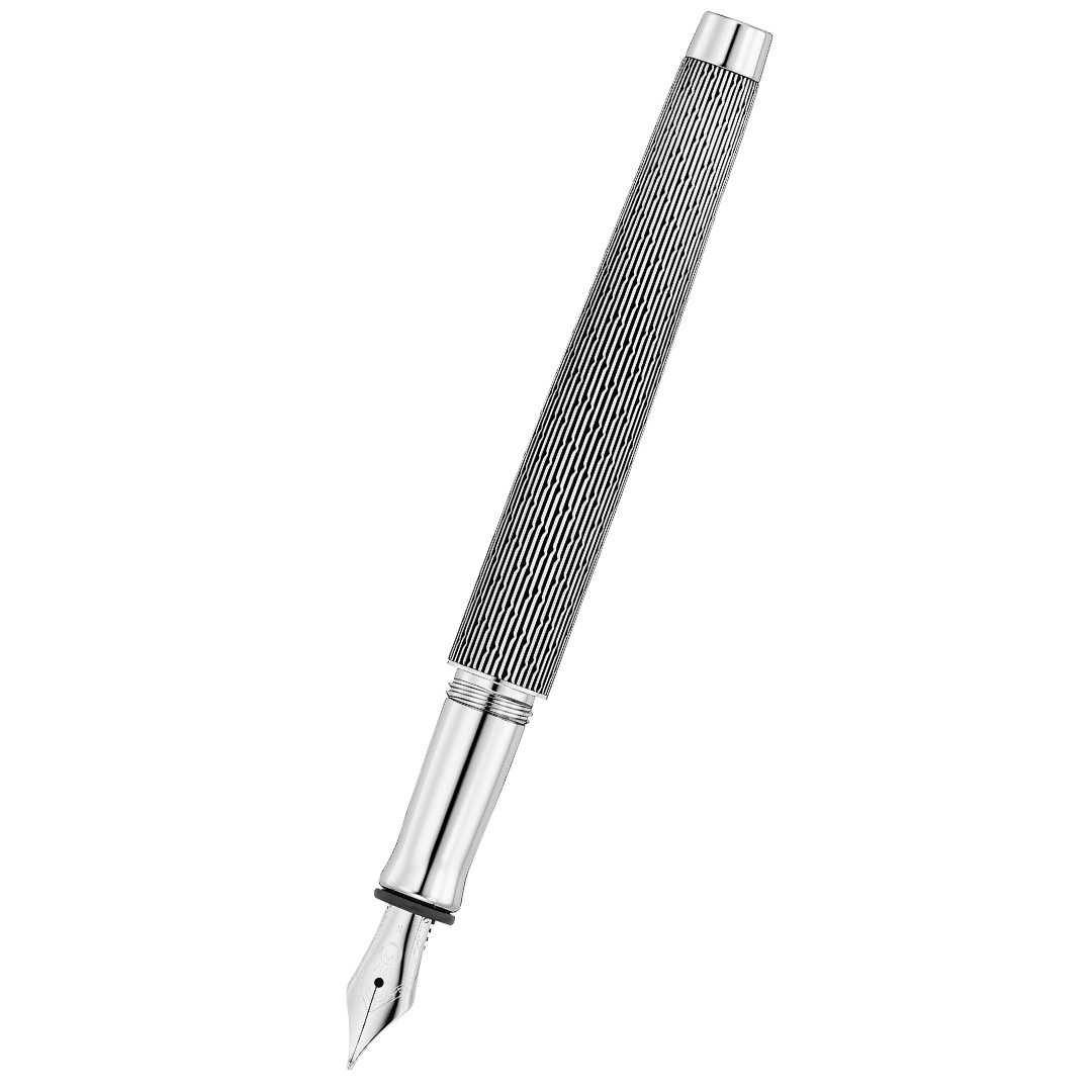 Waldmann Tango Imagination Fountain Pen - Black Medium Steel Nib — uncapped with cap posted