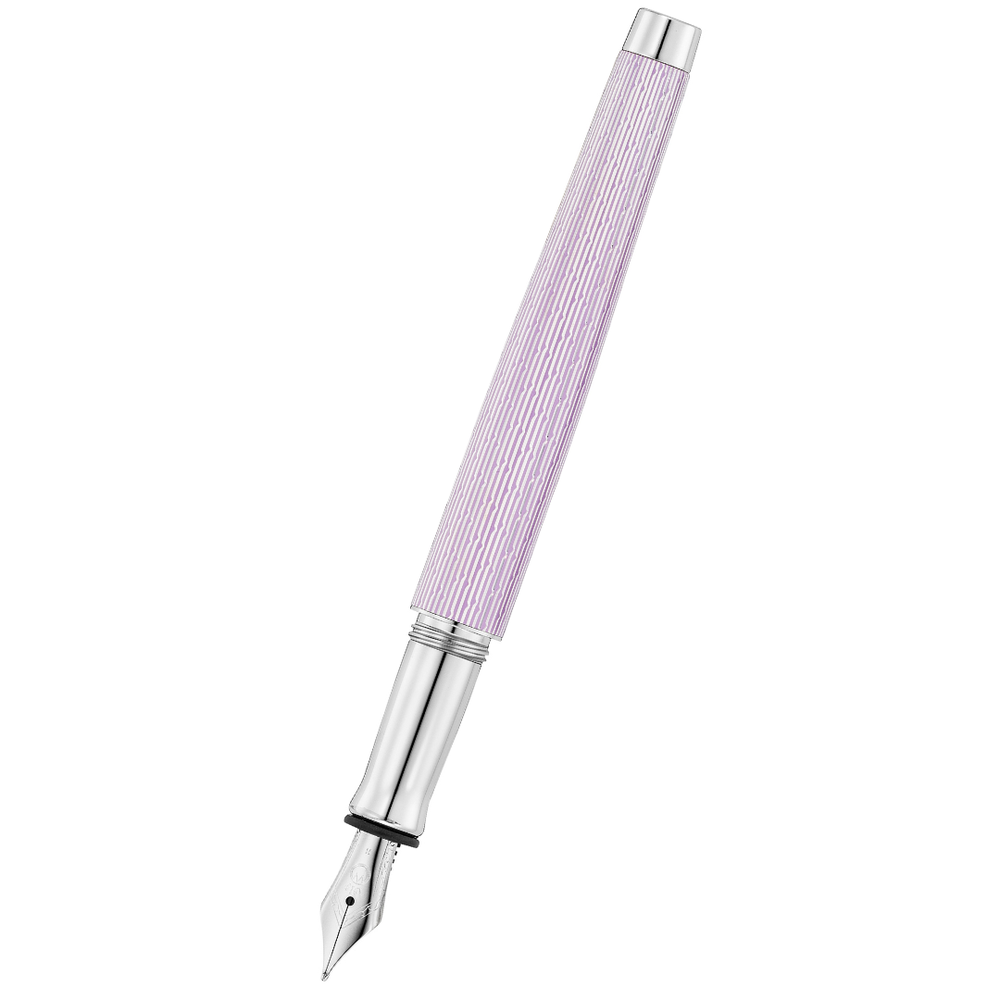 Waldmann Tango Imagination Fountain Pen - Lilac Medium Steel Nib — uncapped with cap posted