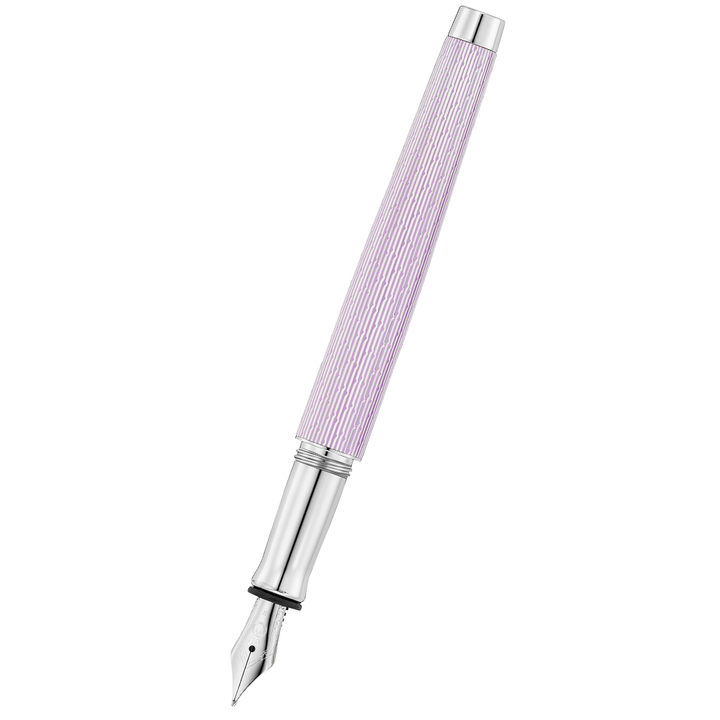 Waldmann Tango Imagination Fountain Pen - Lilac Medium Steel Nib — uncapped with cap posted