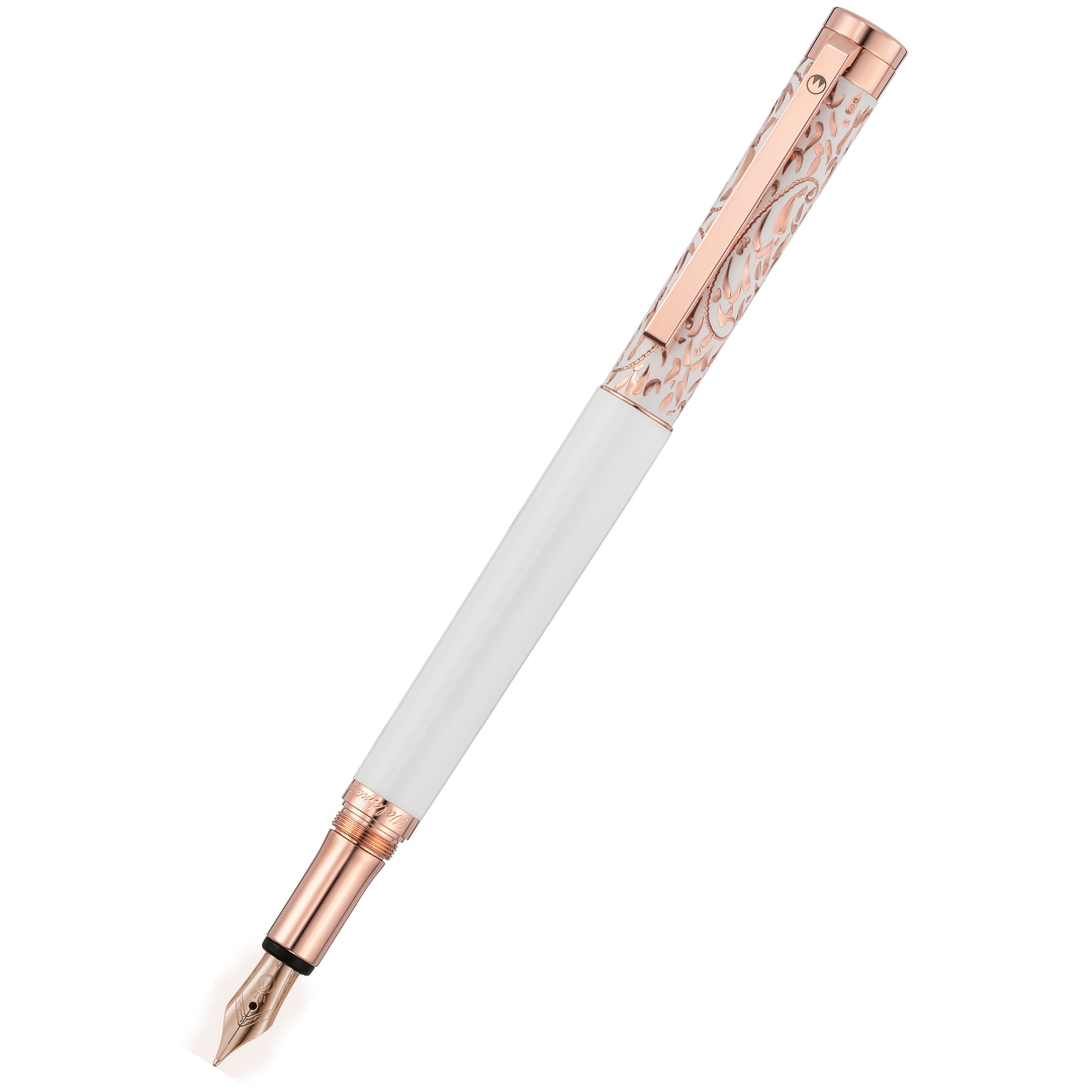 Waldmann Xetra Vienna Lady Fountain Pen - White Medium Steel Nib — capped