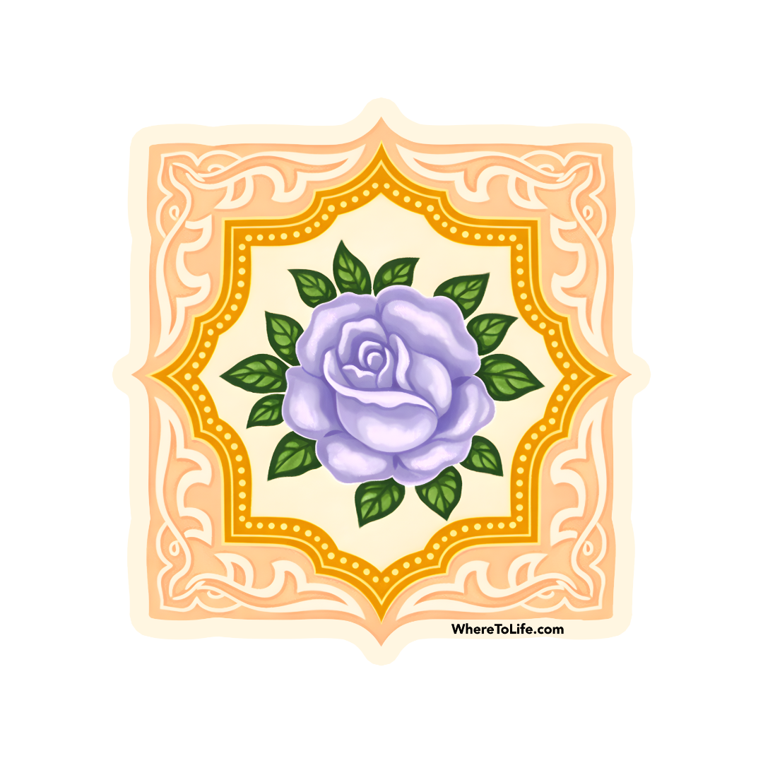 WhereTo Sticker - Tile Purple Rose Yellow
