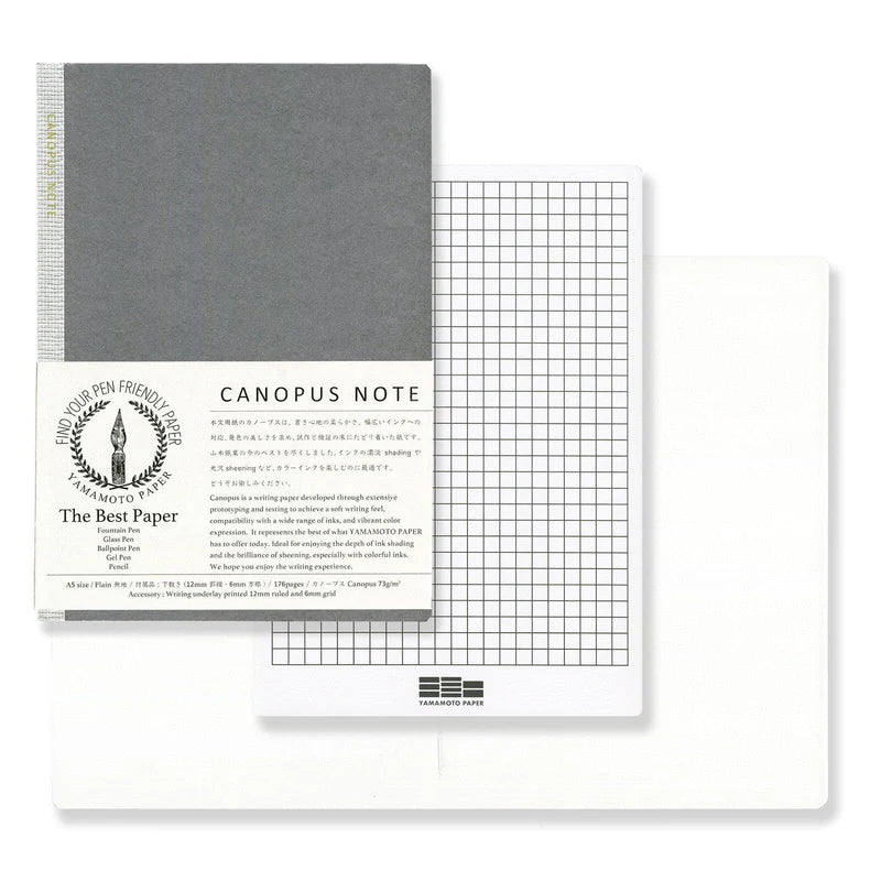 Yamamoto Paper Canopus Note A5 Plain — open spread