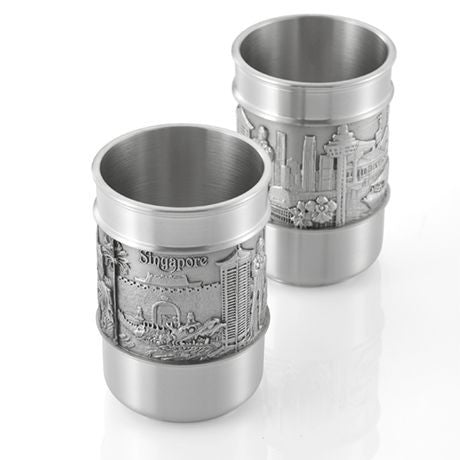 Royal Selangor Singapore Scenes Tumbler Pair — bottle at angle