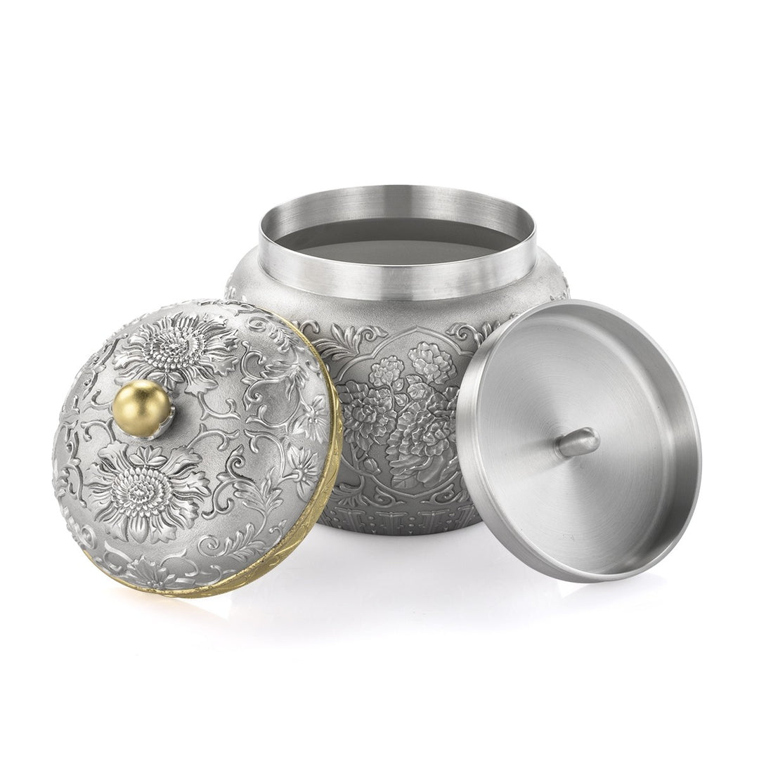 Royal Selangor Peony Tea Caddy — with packaging