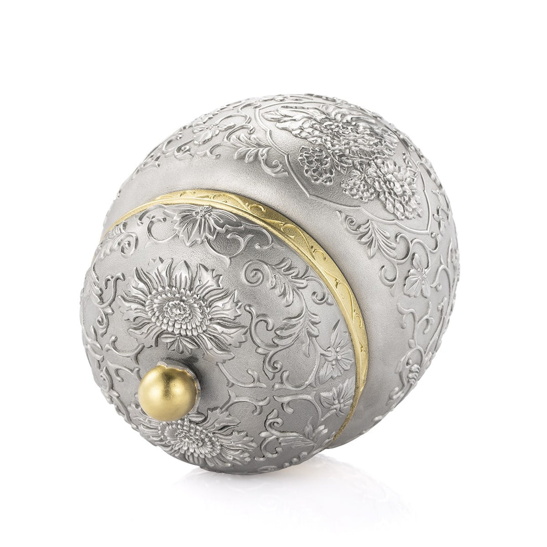 Royal Selangor Peony Tea Caddy — angle view