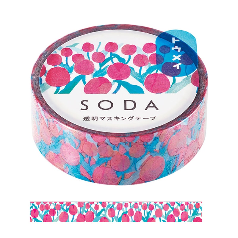 Hitotoki Soda Transparent Masking Tape Tulips — roll front