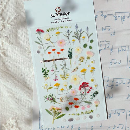 Suatelier Daily Deco Sticker - Flower Letter sticker — front view