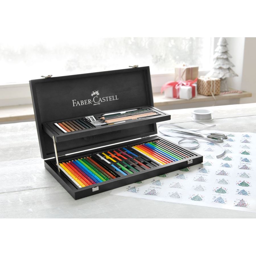 Faber-Castell Art & Graphic Compendium in Wooden Case of 31 — lead extended