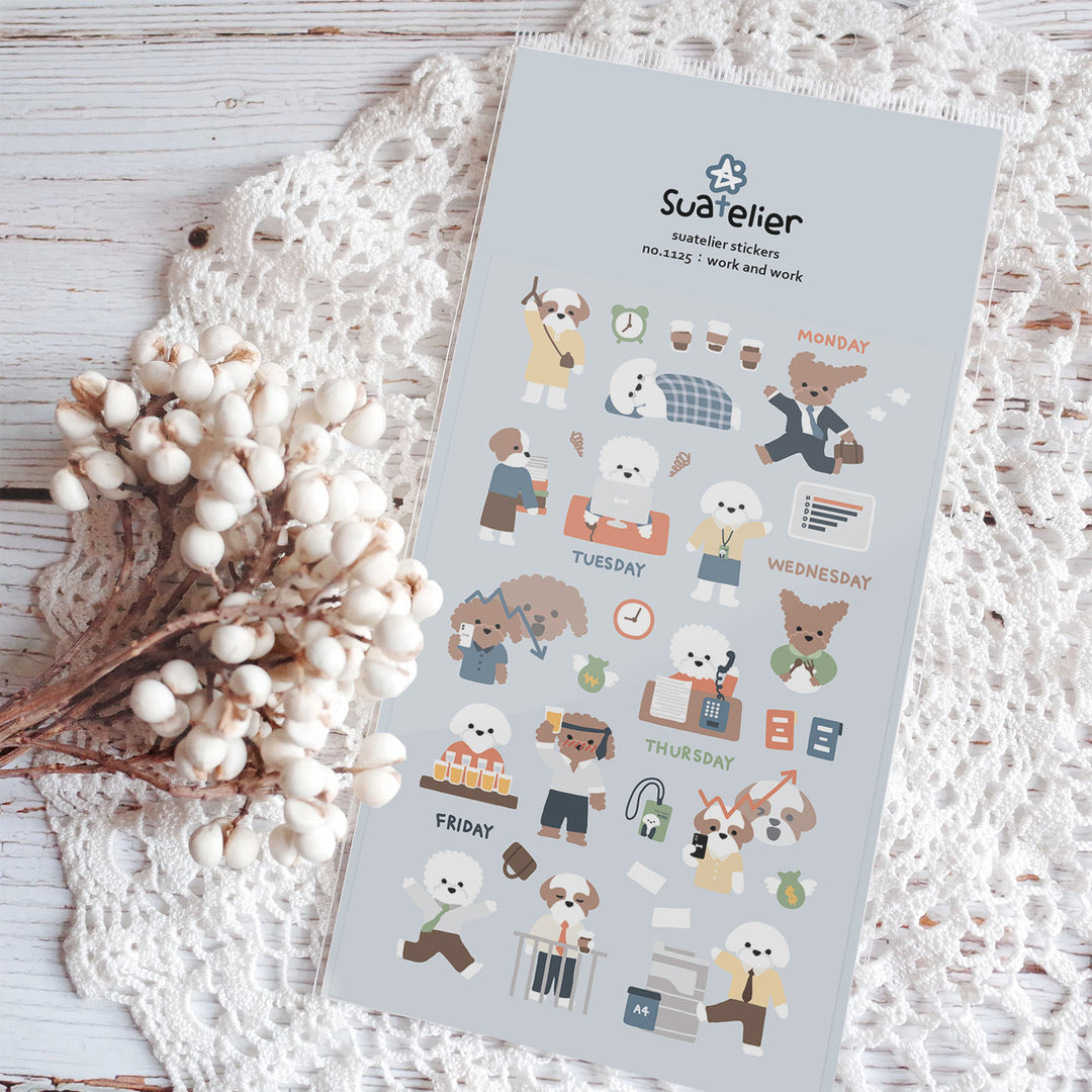 Suatelier Daily Deco Stickers - Work and Work Sticker — front view