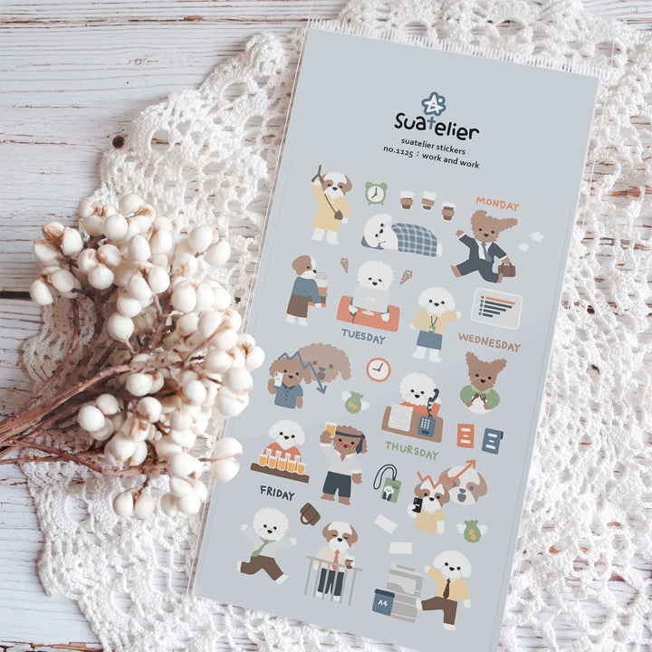 Suatelier Daily Deco Stickers - Work and Work Sticker — front view