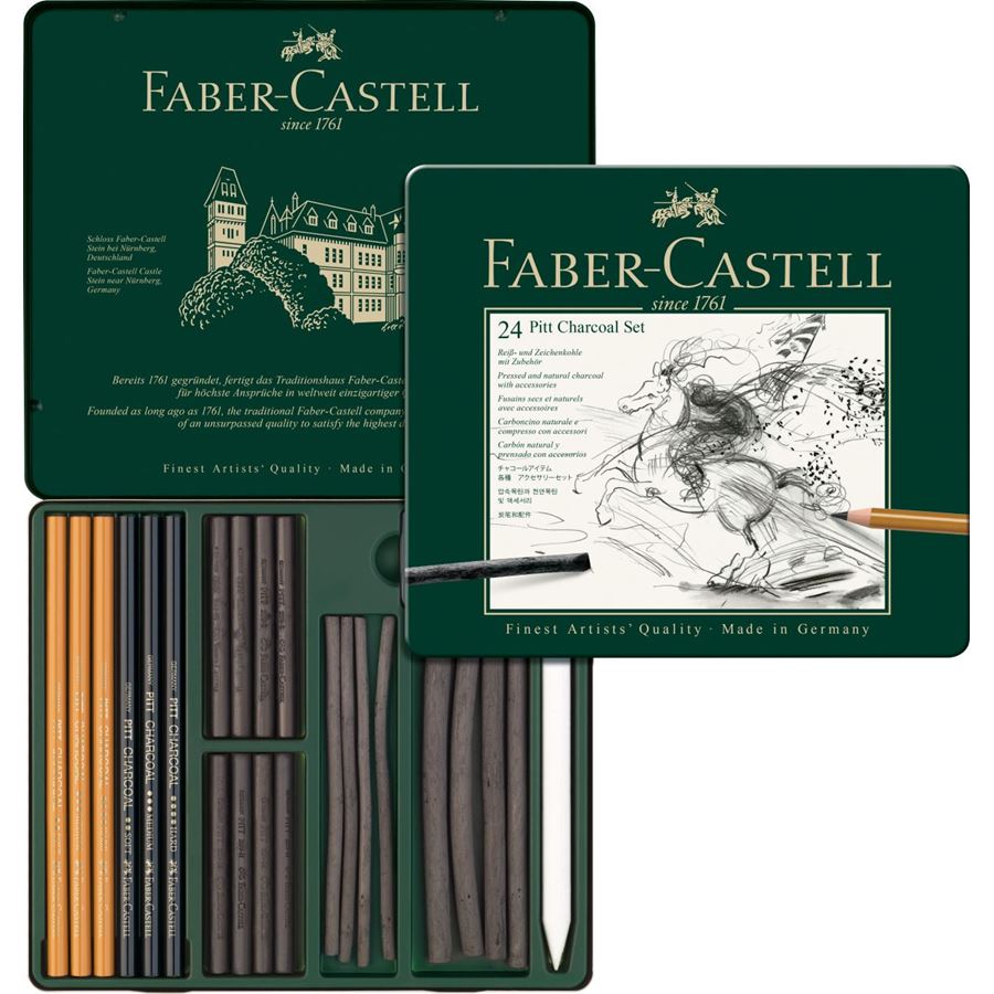 Faber-Castell PITT Charcoal Set of 24 — lead extended