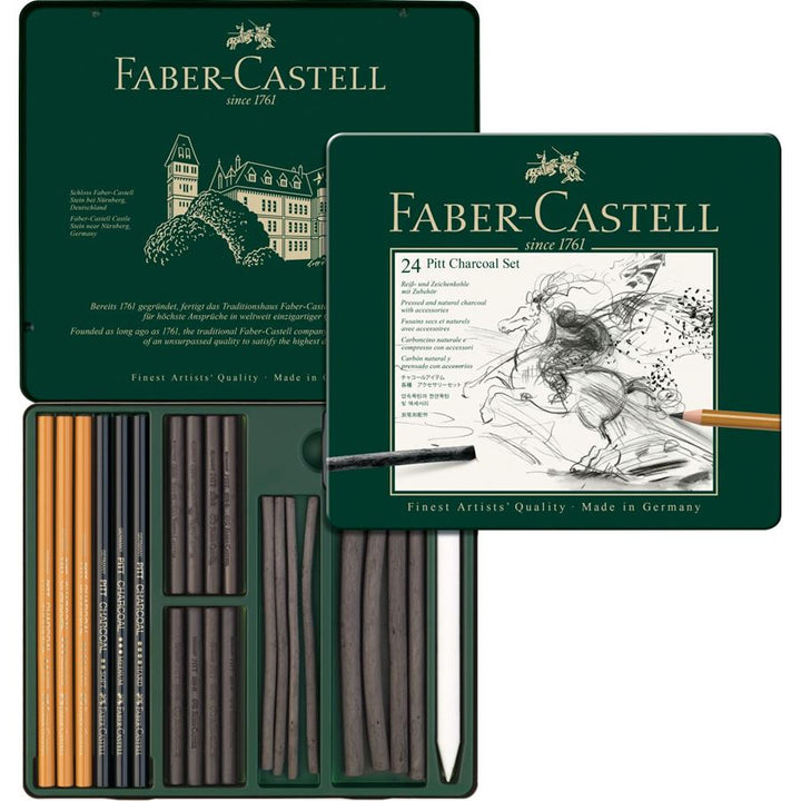 Faber-Castell PITT Charcoal Set of 24 — lead extended