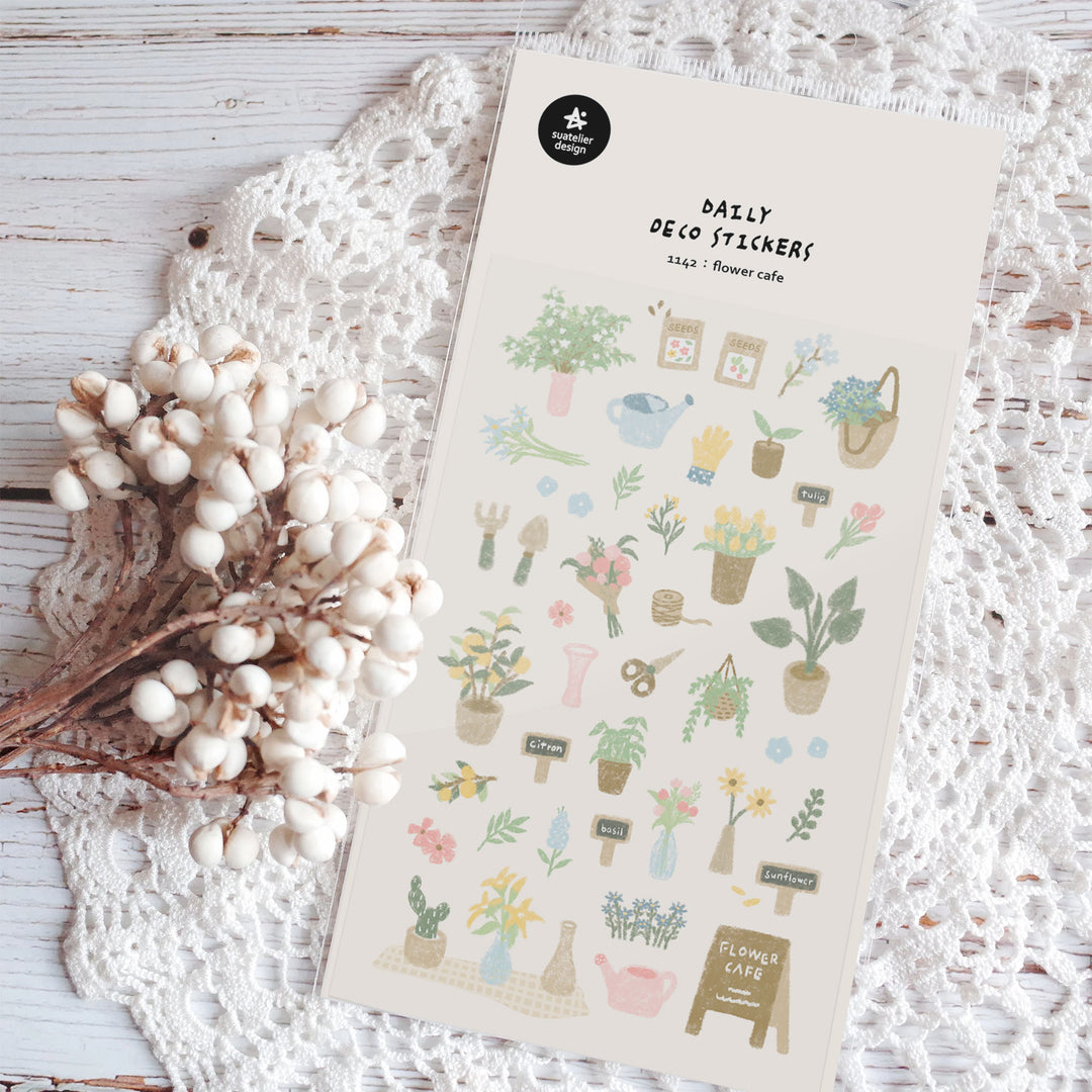 Suatelier Daily Deco Sticker -  Flower Cafe Sticker — front view