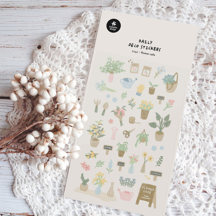 Suatelier Daily Deco Sticker -  Flower Cafe Sticker — front view