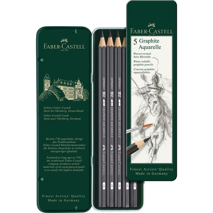 Faber-Castell Graphite Aquarelle Pencil Set of 5 — lead extended
