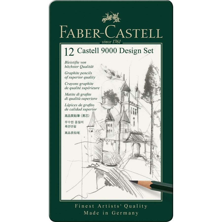 Faber-Castell Castell 9000 Graphite Pencil Design Set of 12 — capped