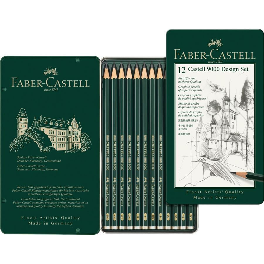 Faber-Castell Castell 9000 Graphite Pencil Design Set of 12 — lead extended