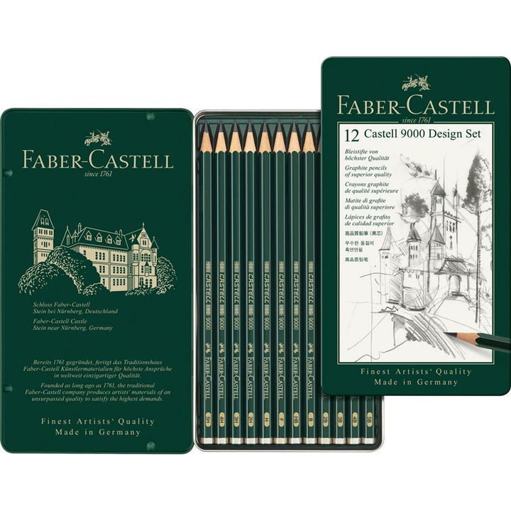 Faber-Castell Castell 9000 Graphite Pencil Design Set of 12 — lead extended
