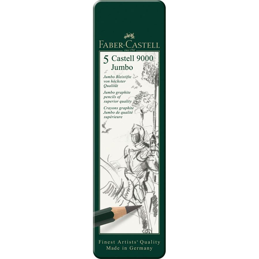 Faber-Castell Castell 9000 Graphite Pencil Tin of 5 - HB,2B,4B,6B,8B — capped