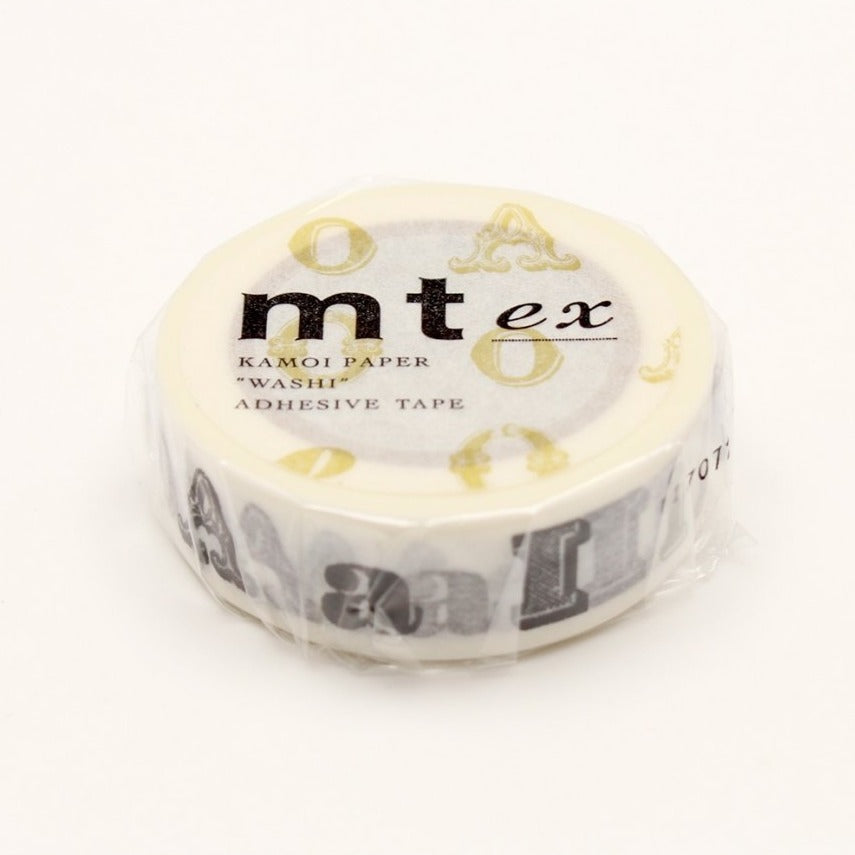 MT EX Washi Tape Vowel Black — pattern detail
