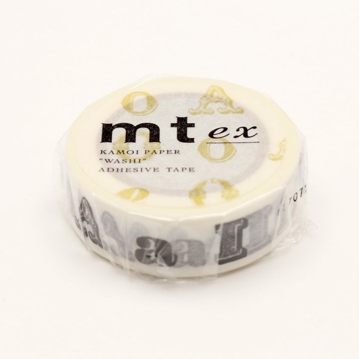 MT EX Washi Tape Vowel Black — pattern detail
