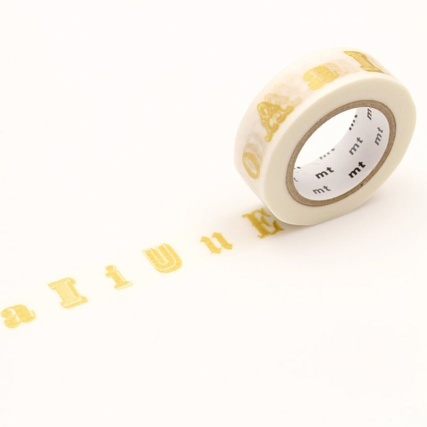MT EX Washi Tape - Vowel Gold — pattern detail
