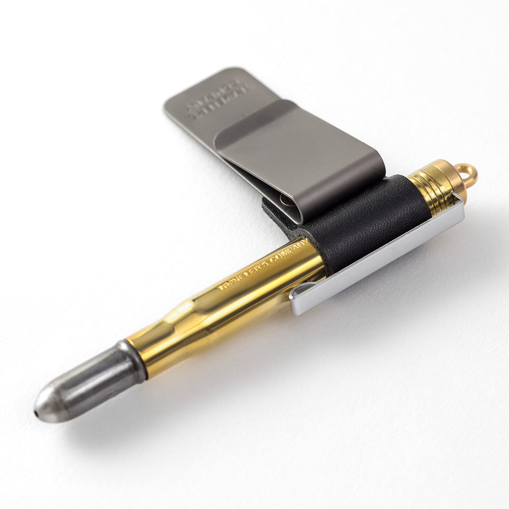 TRAVELER'S notebook Refill 016 (Regular & Passport Size) - Pen Holder (Medium) Black — side view