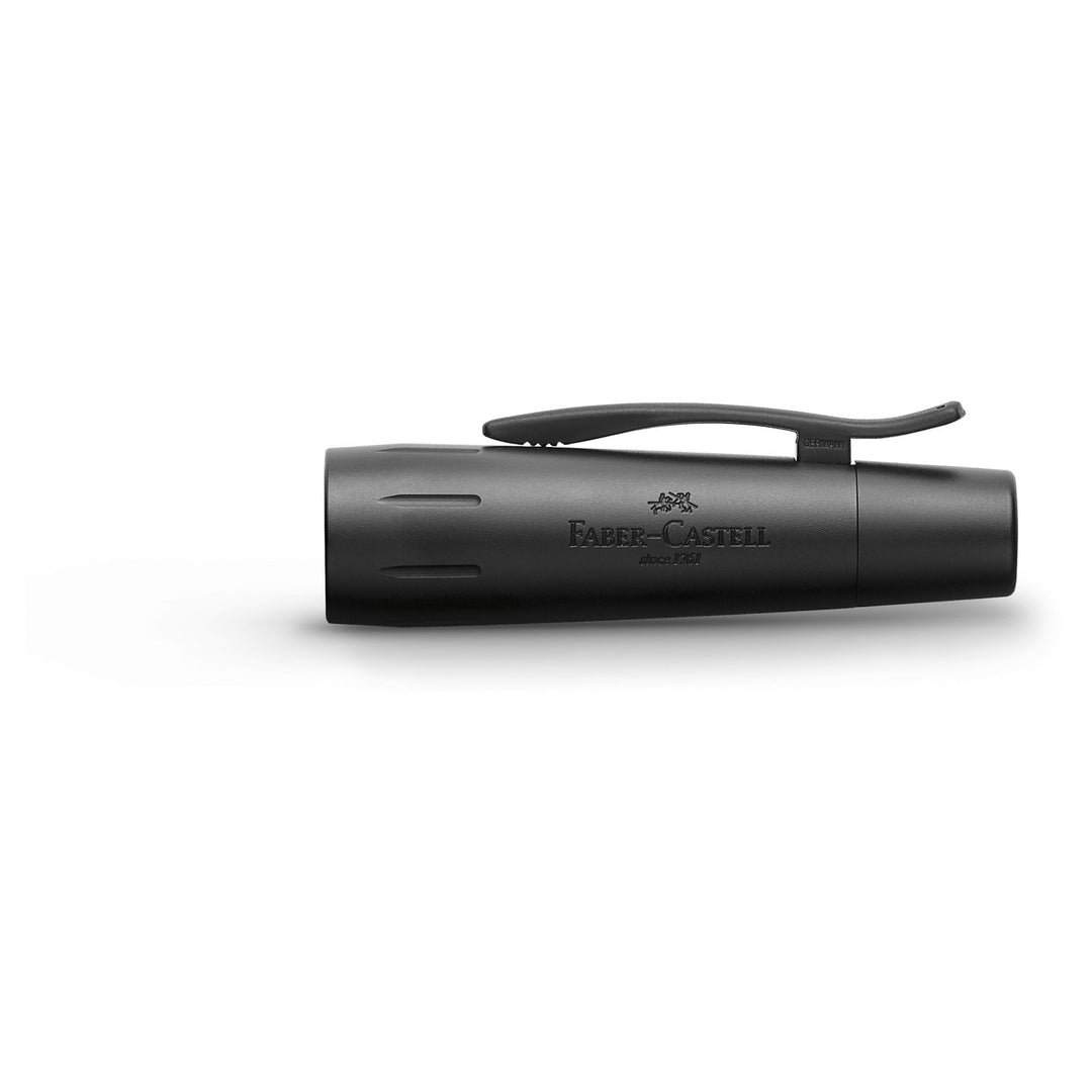 Faber-Castell E-Motion Rollerball Penball Pen Pure Black Anodized Aluminum — engraving example