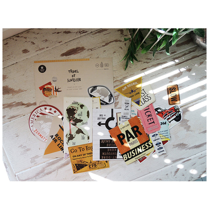 Suatelier Travel Luggage Sticker Pack - Vintage Labels — angle view