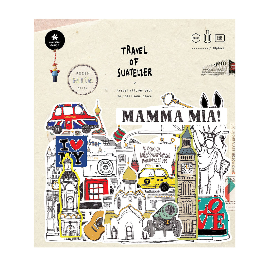 Suatelier Travel Luggage Sticker Pack - Some Place — front view
