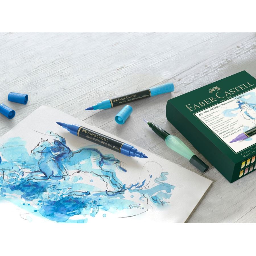 Faber-Castell Albrecht Dürer Watercolour Marker Gift Set of 20 — in use