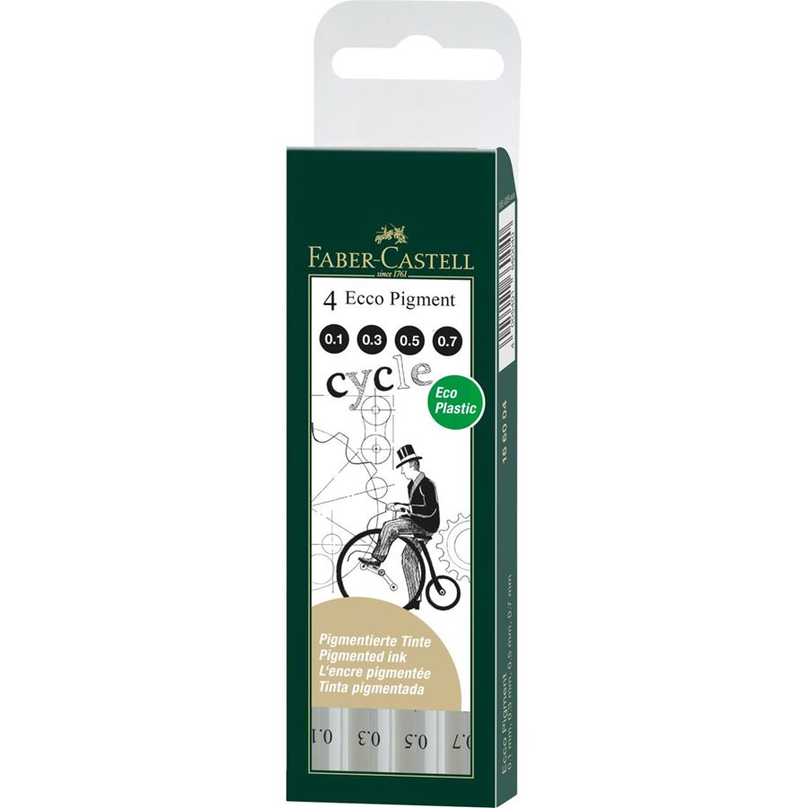 Faber-Castell Fineliner Ecco Pigment Black Set of4 (0.1/0.3/0.5/0.7mm) — bottle front