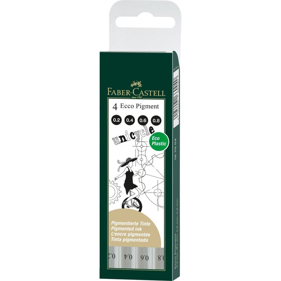 Faber-Castell Fineliner Ecco Pigment Black Set of 4 (0.2/0.4/0.6/0.8mm) — bottle front