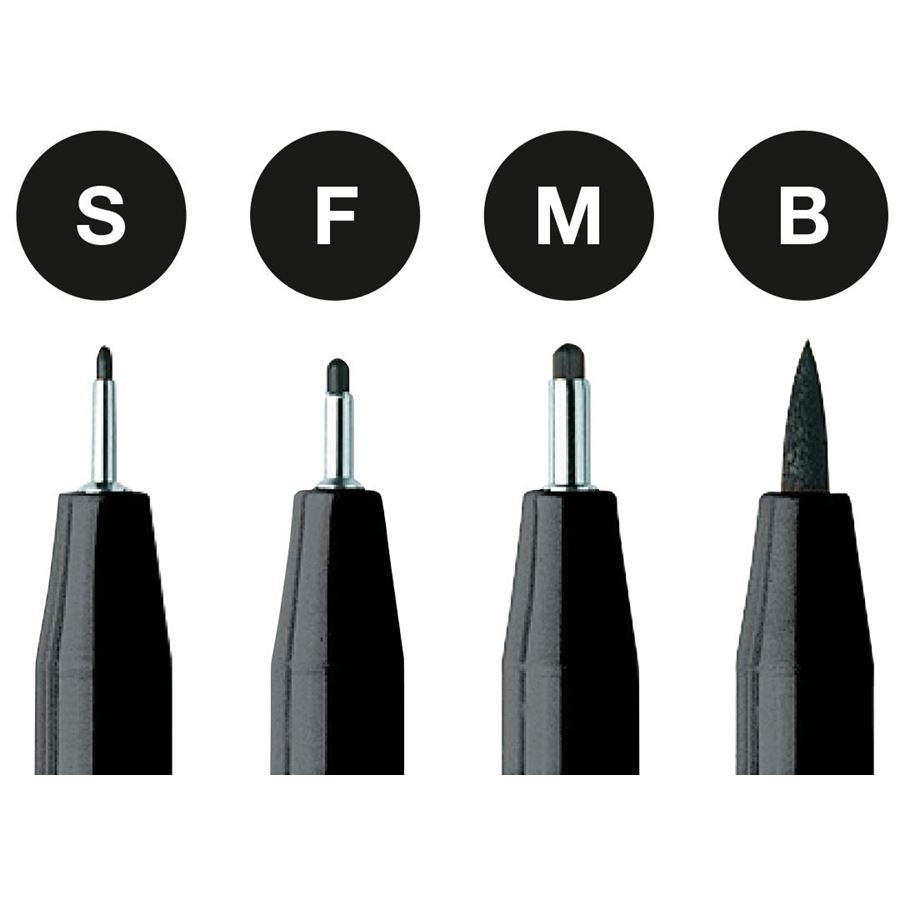 Faber-Castell PITT Artist Pen Set of 4 (S,F,M,B) Black — side view