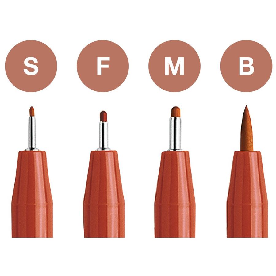 Faber-Castell PITT Artist Pen Set of (S,F,M,B) Sanguine — side view