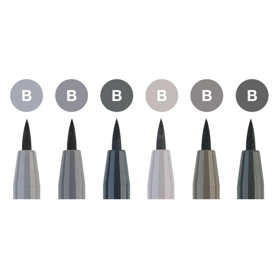 Faber-Castell PITT Artist Brush Pen Set of 6 (Shade of Grey) — side view