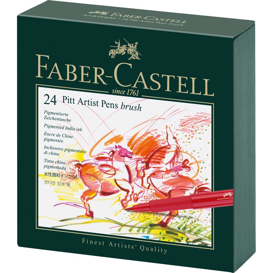 Faber-Castell PITT Artist Brush Pen Studio Box Set of 24 — front view