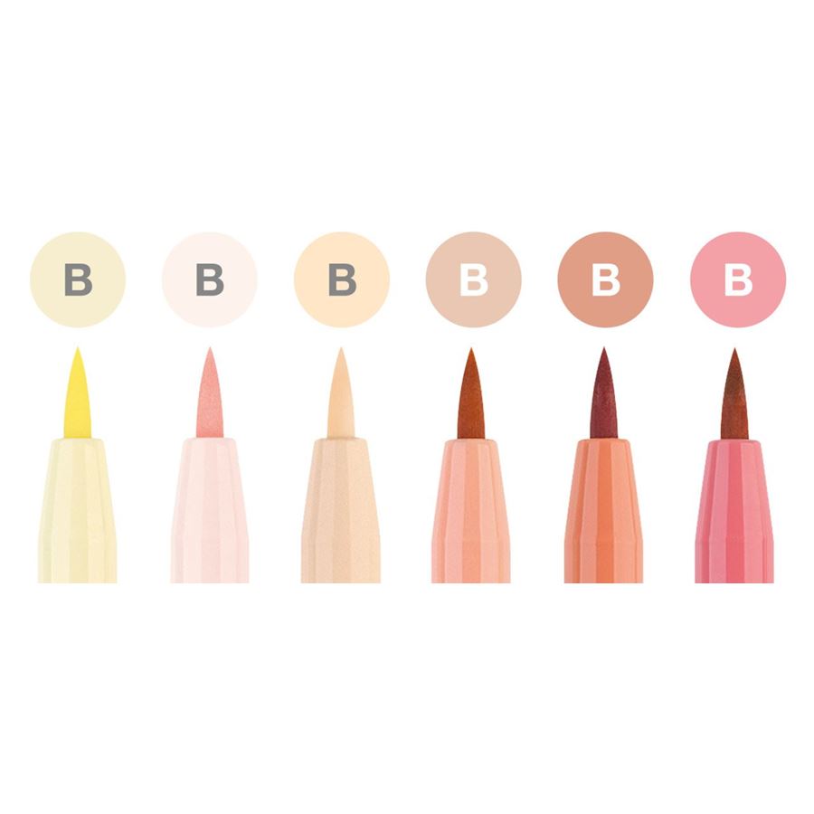 Faber-Castell PITT Artist Pen Brush Pen Set of 6 (Skin Tones Colour) — side view