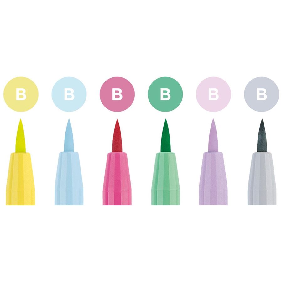 Faber-Castell PITT Artist Pen Brush Pen Set of 6 (Pastel) — side view