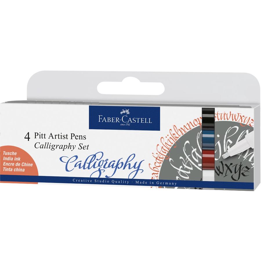 Faber-Castell Pitt Artist Pen Comic Calligraphy Set of 4 — front view