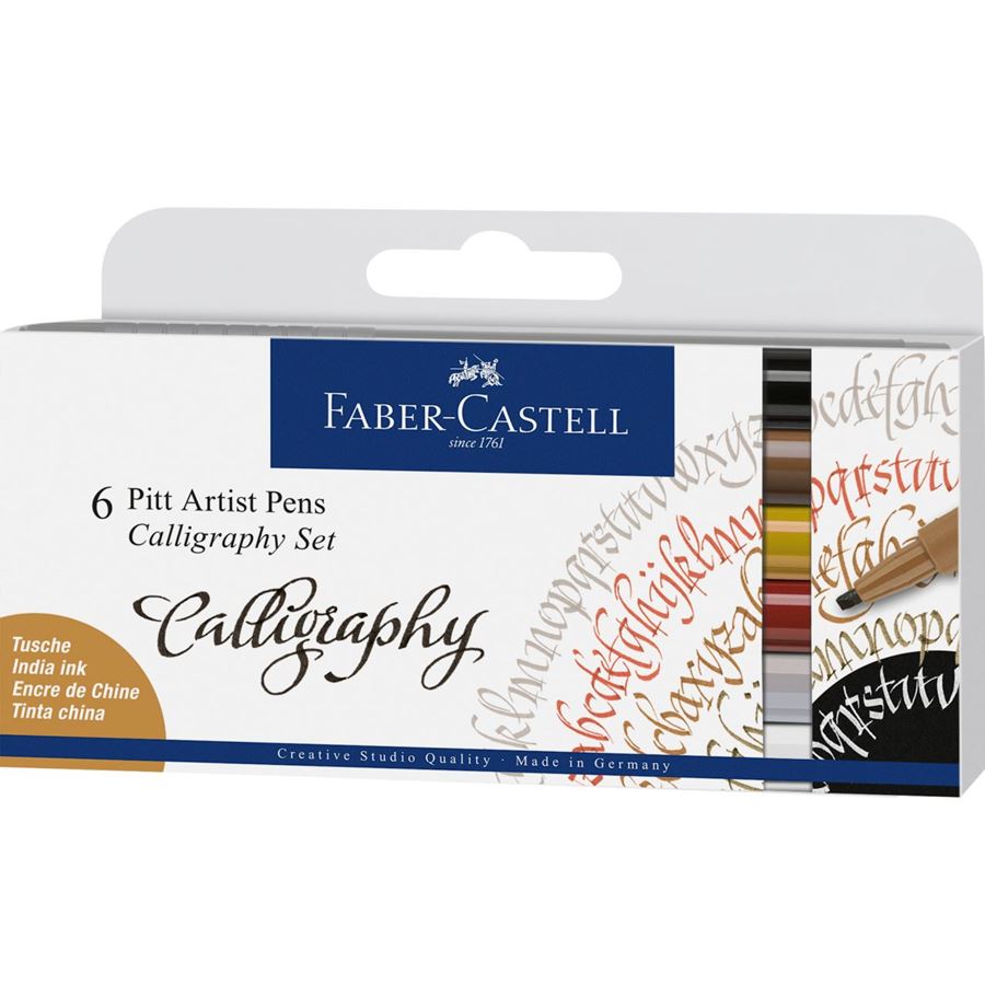 Faber-Castell Pitt Artist Pen Comic Calligraphy Set of 6 — front view