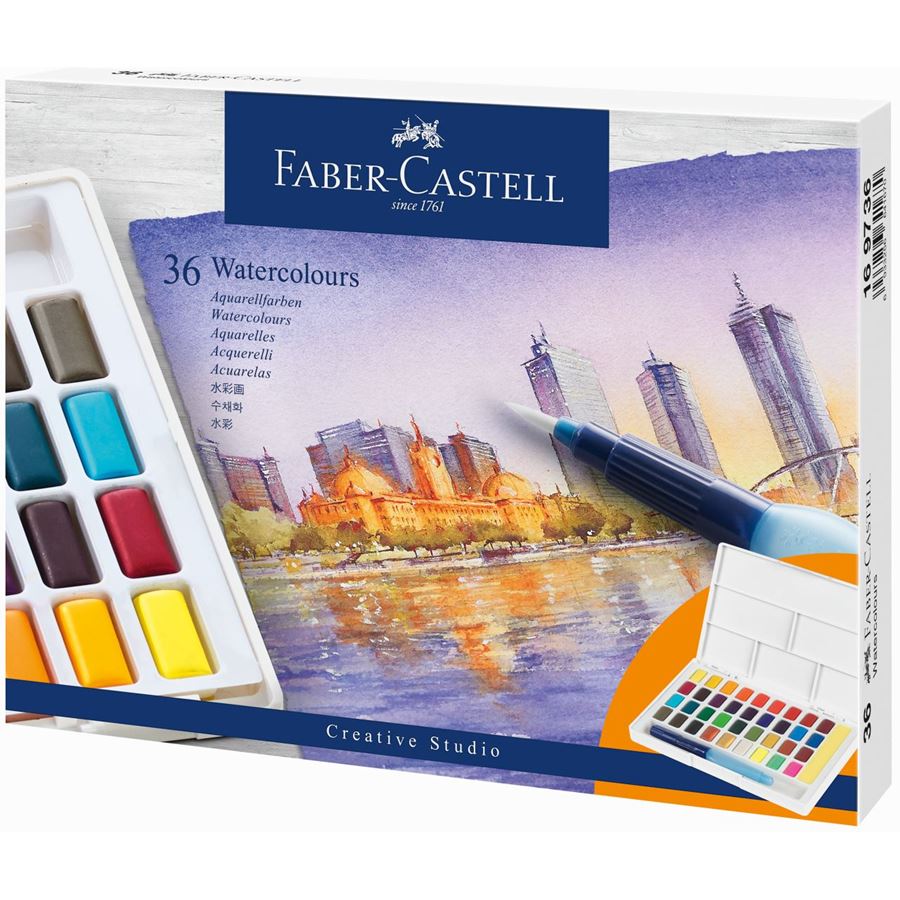 Faber-Castell Watercolours In Pans 36ct Set — front view