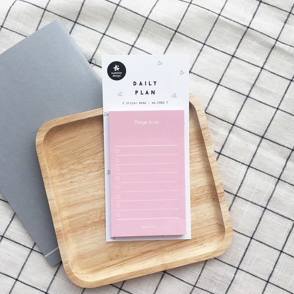 Suatelier Daily Plan Sticky Memo - Pink — front view
